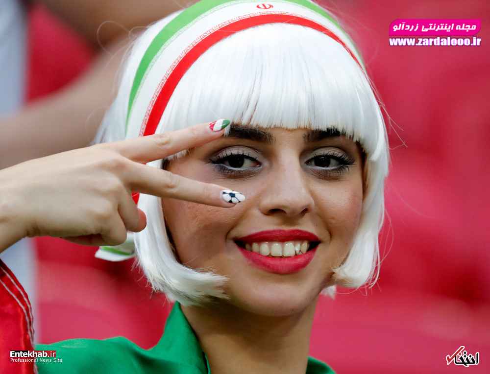یک زن هوادار تیم ملی فوتبال ایران در جام جهانی 2018
