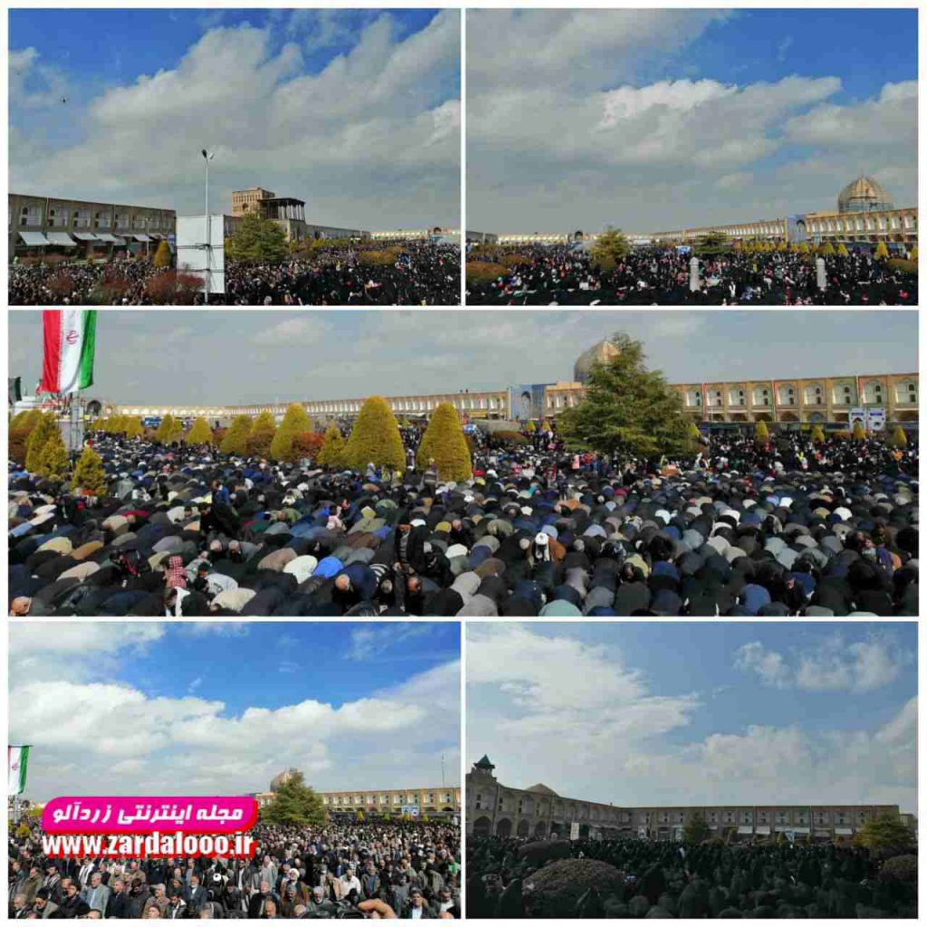 نماز جماعت باشکوه اصفهانی‌ها در پایان راهپیمایی امروز در میدان امام /فارس